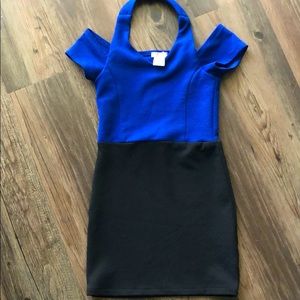 Sally miller Blue and Black Haulter Mini Dress
